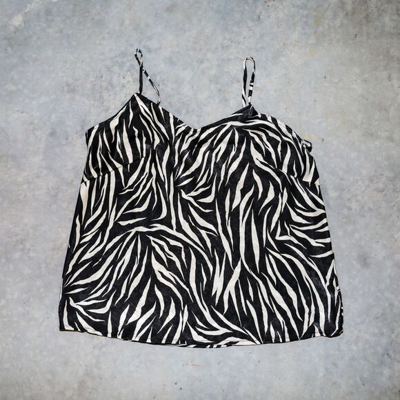 Vintage Boho Festival Summer Camisole Formal Evening Zebra Print Tank Top Large - Picture 1 of 3